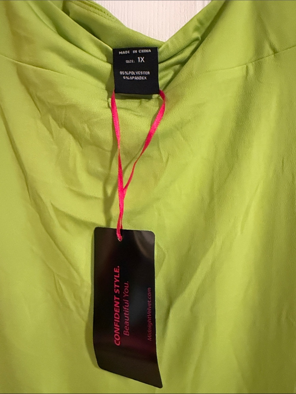 Midnight Velvet Lime Green Cold-Shoulder Tunic plus 1x - Picture 2 of 6